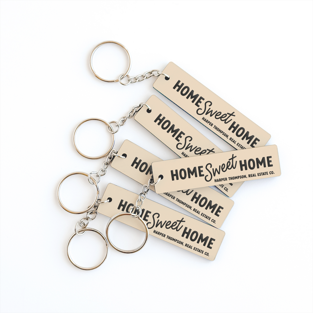 Customizable Home Sweet Home Keychains Keychain Market Dwellings BEIGE SILVER