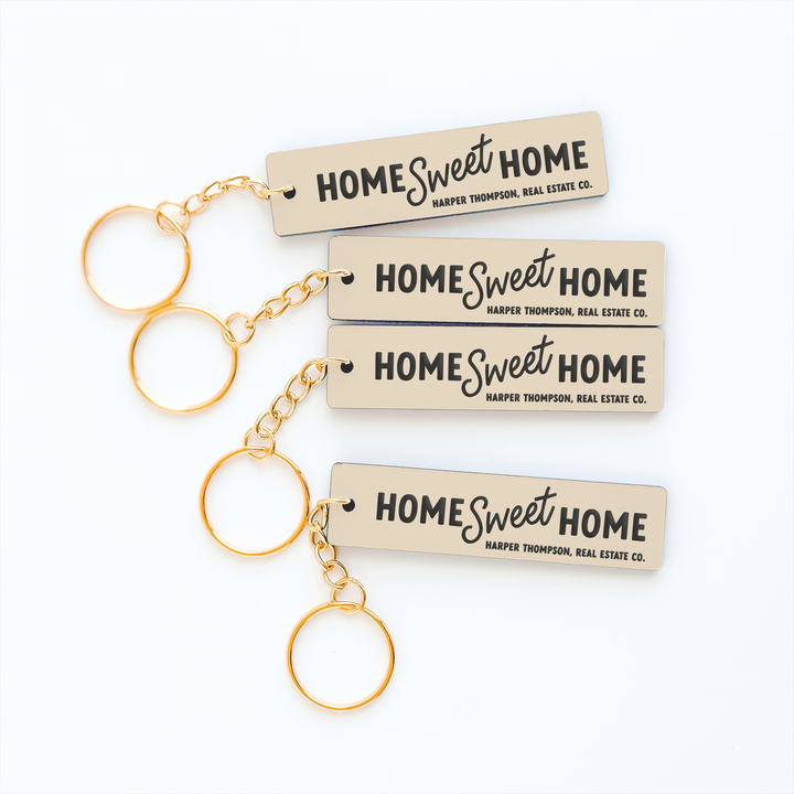 Customizable Home Sweet Home Keychains Keychain Market Dwellings BEIGE GOLD