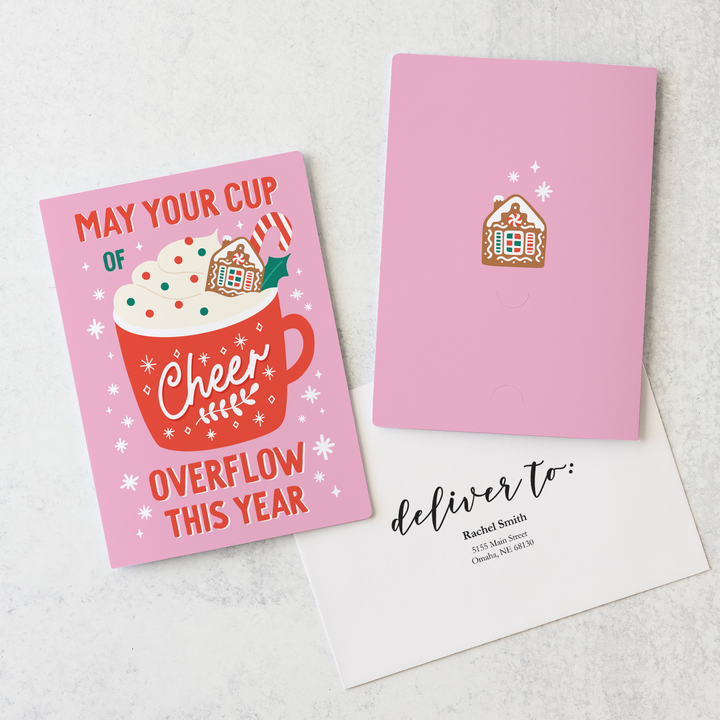 Set of May your cup of Cheer overflow this year | Christmas Greeting Cards | Envelopes Included | 86-GC001