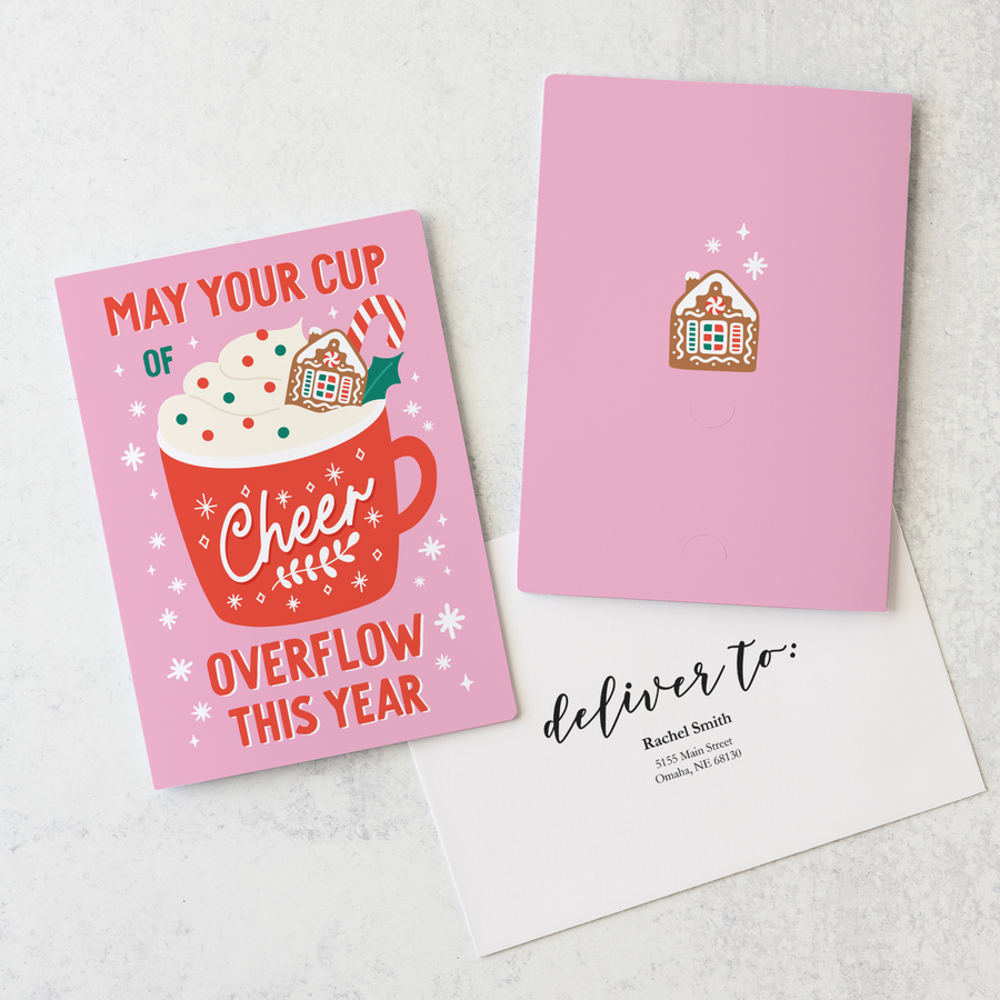Set of May your cup of Cheer overflow this year | Christmas Greeting Cards | Envelopes Included | 86-GC001 Greeting Card Market Dwellings   