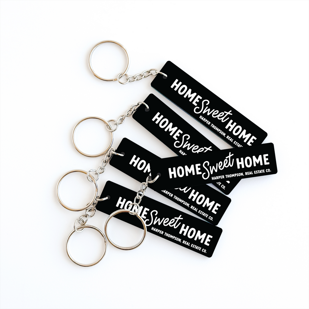 Customizable Home Sweet Home Keychains Keychain Market Dwellings BLACK SILVER