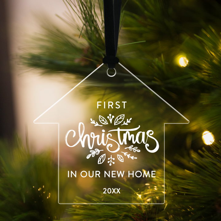 Customizable | First Christmas In Our New Home Ornaments Ornament Market Dwellings Same Customization For Each Ornament BLACK 