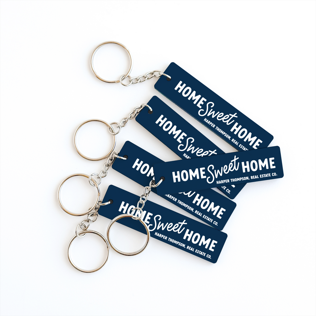 Customizable Home Sweet Home Keychains Keychain Market Dwellings BLUE SILVER