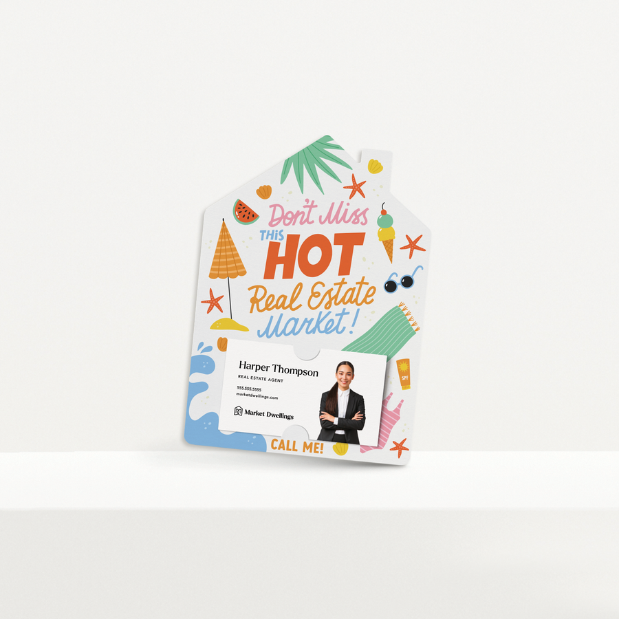 Set of Don’t Miss This Hot Real Estate Market! Call Me! | Summer Mailers | Envelopes Included | M271-M001 Mailer Market Dwellings   