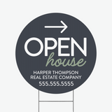 Open House Circle Yard Sign Directional Sign Market Dwellings SLATE 1