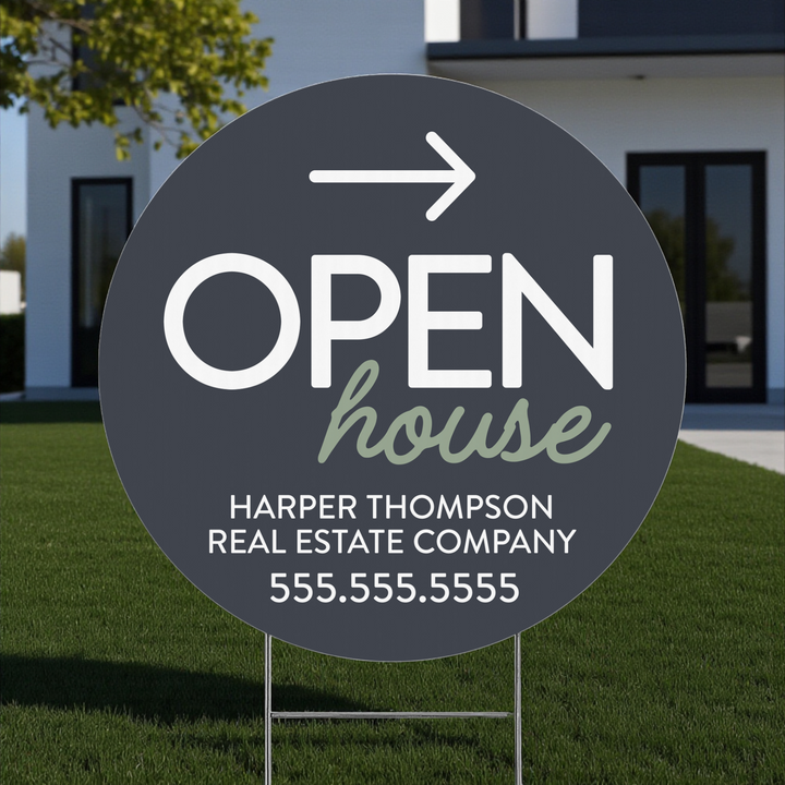Customizable | Directional Open House Circle Real Estate Yard Sign Directional Sign Market Dwellings