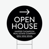 Open House Circle Yard Sign Directional Sign Market Dwellings BLACK 1