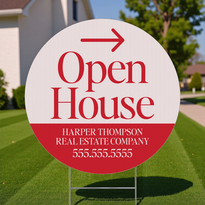 Customizable | Directional Open House Circle Real Estate Yard Sign Directional Sign Market Dwellings