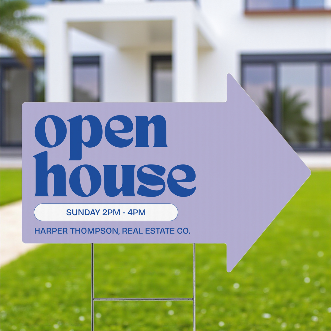 Customizable | Directional Open House Arrow Real Estate Yard Sign