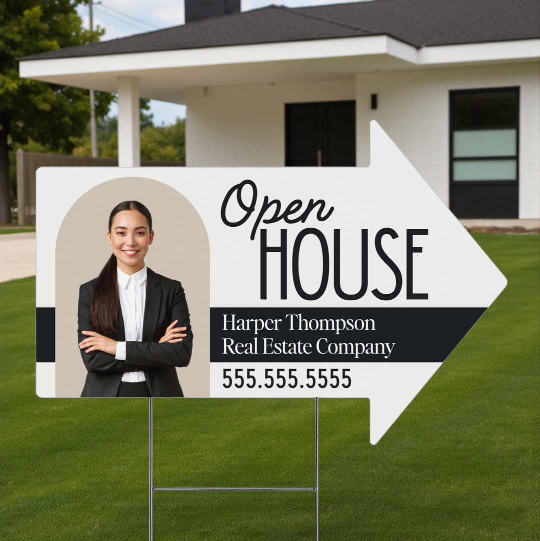 Customizable | Directional Open House Arrow Real Estate Yard Sign Directional Sign Market Dwellings