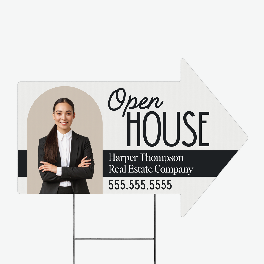 Customizable | Directional Open House Arrow Real Estate Yard Sign Directional Sign Market Dwellings