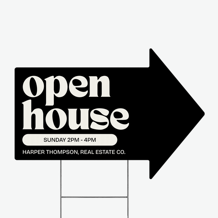 Customizable | Directional Open House Arrow Real Estate Yard Sign