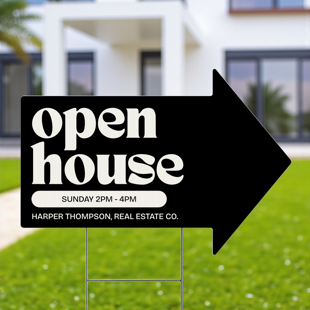 Customizable | Directional Open House Arrow Real Estate Yard Sign