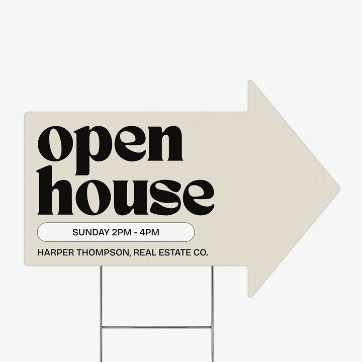 Customizable | Directional Open House Arrow Real Estate Yard Sign