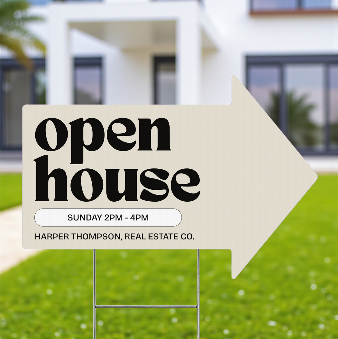 Customizable | Directional Open House Arrow Real Estate Yard Sign