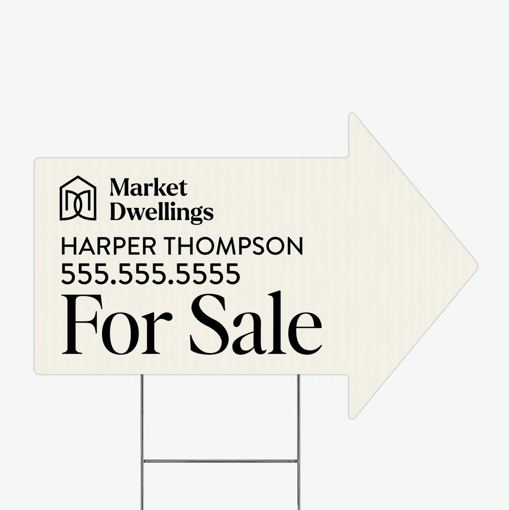 Customizable | Directional Arrow Real Estate Yard Sign Directional Sign Market Dwellings BEIGE  