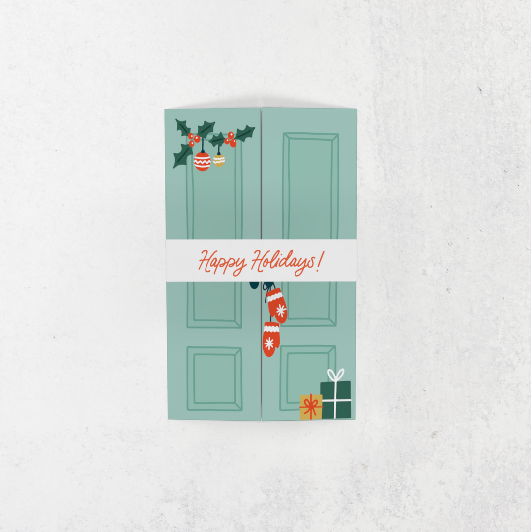 Customizable | Set of Happy Holidays Greeting Cards | Envelopes Included | 7-GC008