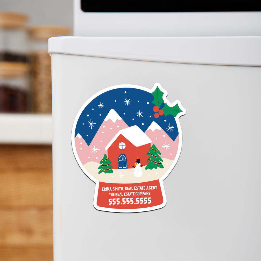 Customizable | Holiday Snow Globe Refrigerator Magnets | DSM-20-AB Magnet Market Dwellings COBALT  