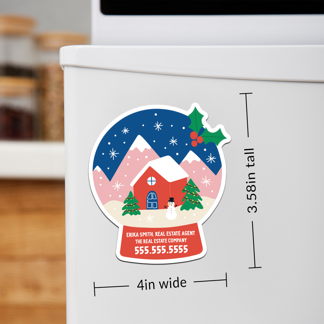 Customizable | Holiday Snow Globe Refrigerator Magnets | DSM-20-AB Magnet Market Dwellings   