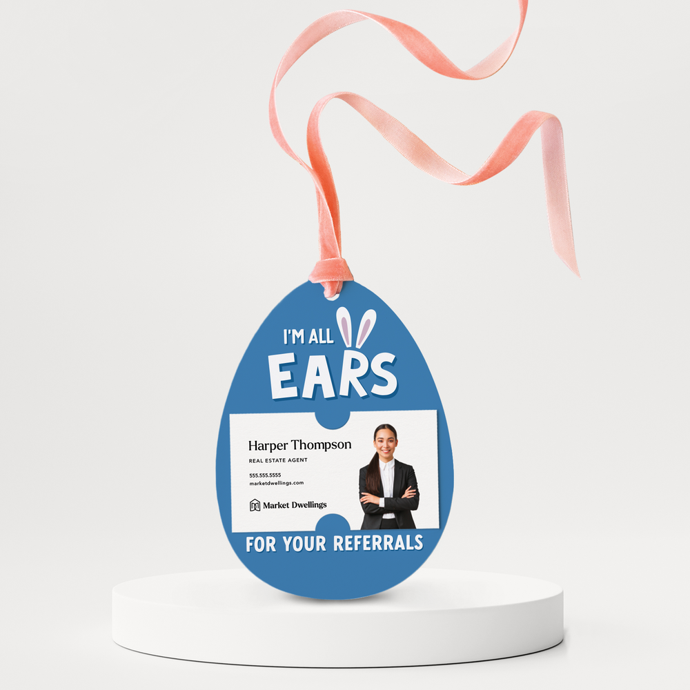 I’m All Ears For Your Referrals | Gift Tags | 15-GT007-AB Gift Tag Market Dwellings BLUE  