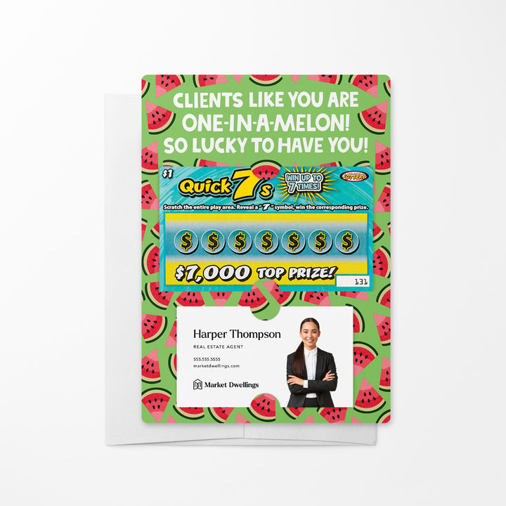 Set of Clients Like You Are One-In-A-Melon! So Lucky To Have You! | Summer Mailers | Envelopes Included | M48-M002-AB Mailer Market Dwellings LIGHT OLIVE