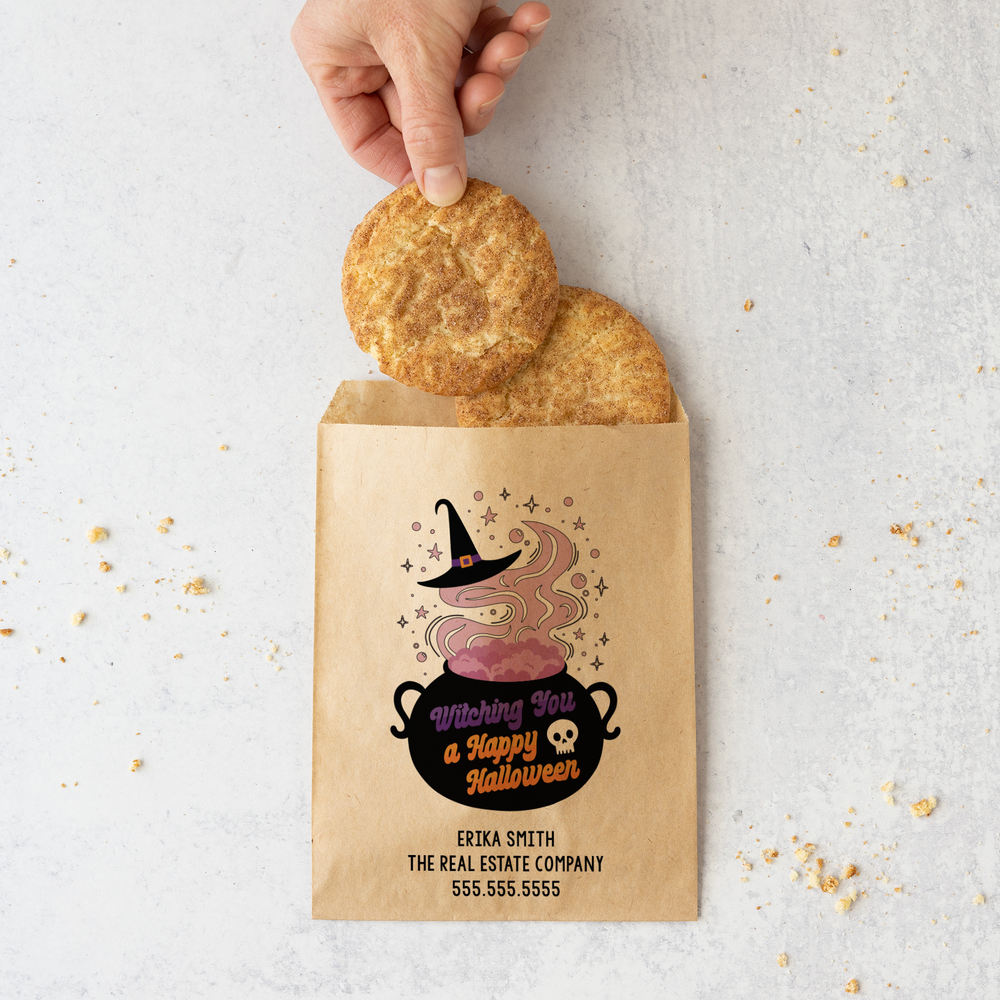 Customizable | Set of Witching You a Happy Halloween Treat Bags | 26-BB Bakery Bag Market Dwellings   