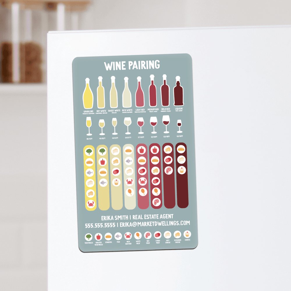 Customizable | Wine Pairing Guide Refrigerator Magnets | DSM-14-AB Magnet Market Dwellings BLUE GRAY  