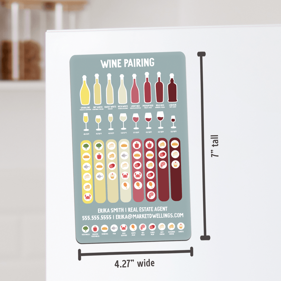 Customizable | Wine Pairing Guide Refrigerator Magnets | DSM-14-AB Magnet Market Dwellings   