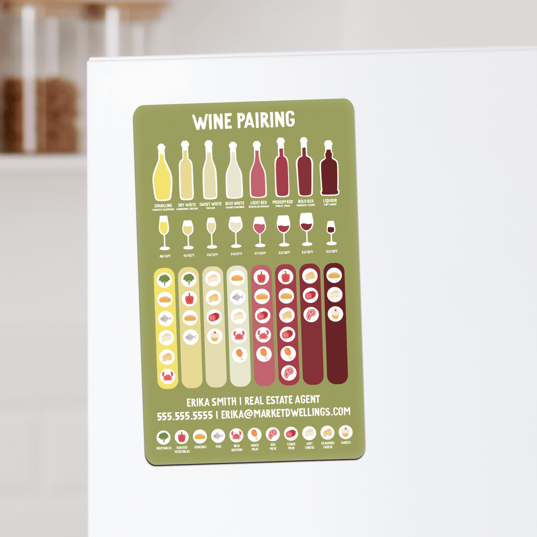 Customizable | Wine Pairing Guide Refrigerator Magnets | DSM-14-AB Magnet Market Dwellings OLIVE  