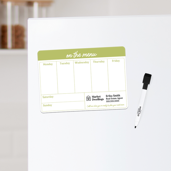 Customizable | Dry Erase Memo Refrigerator Magnets | DSM57-11-AB Magnet Market Dwellings LIGHT OLIVE  