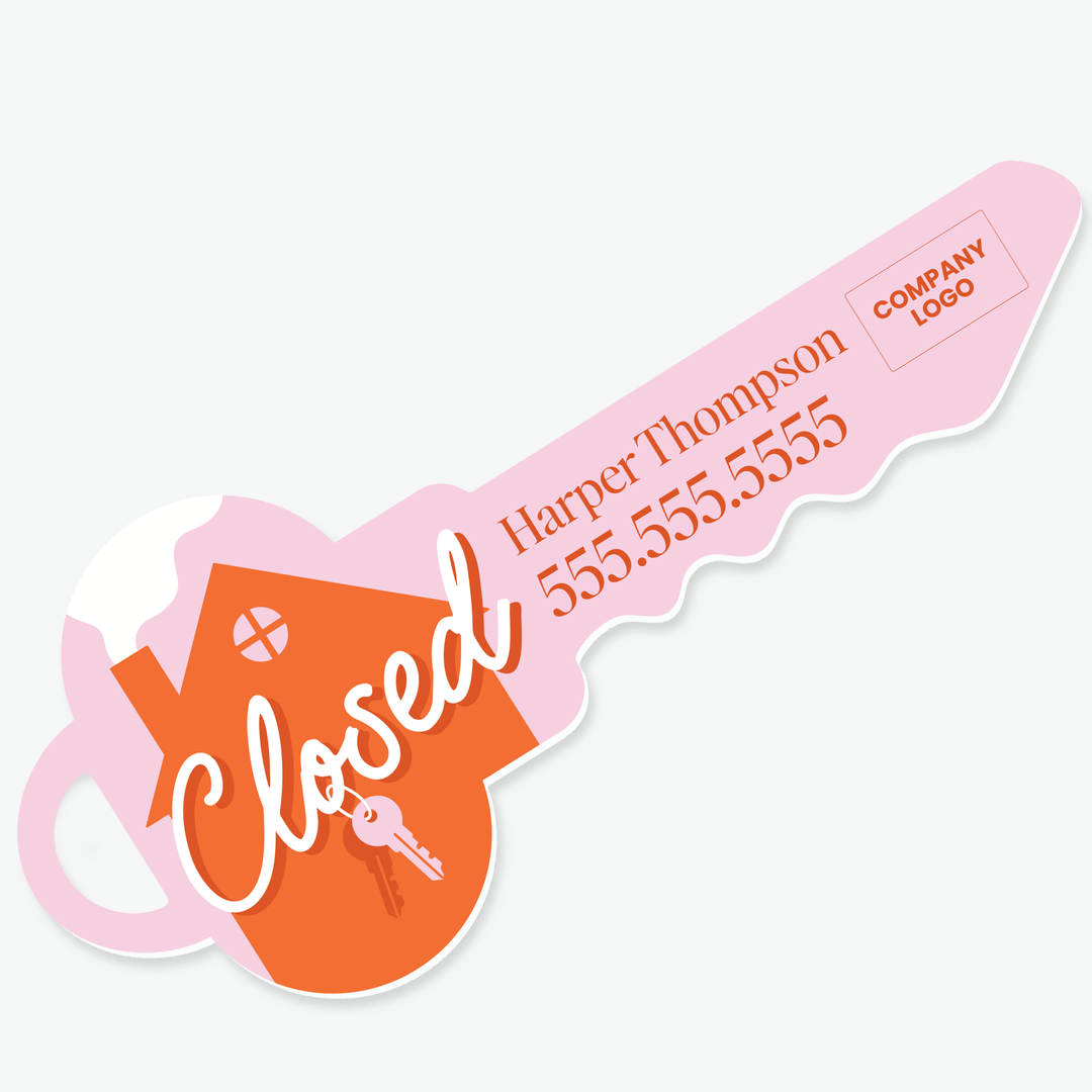 Customizable | Closing Day Sign | Photo Prop | DSY-24-AB Key Sign Market Dwellings SOFT PINK CLOSED 