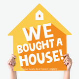 Closing Day Real Estate House Sign Photo Prop House Sign Market Dwellings WE BOUGHT A HOUSE! ORANGE 1