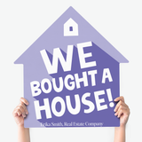 Closing Day Real Estate House Sign Photo Prop House Sign Market Dwellings WE BOUGHT A HOUSE! PURPLE 1