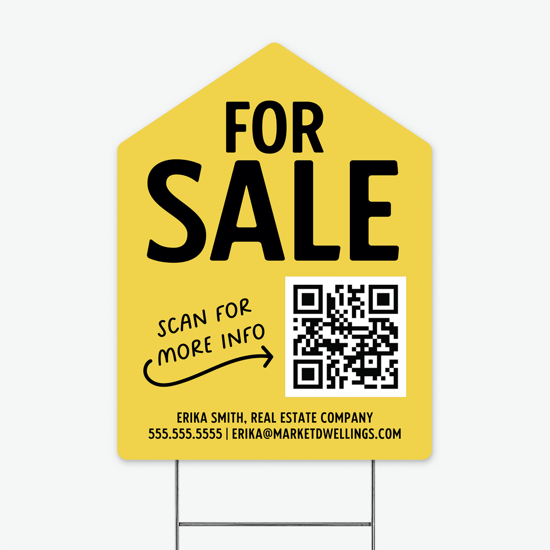 Customizable | For Sale QR Code Real Estate Yard Sign | Photo Prop | DSY-05-AB Yard Sign Market Dwellings BRIGHT SUN  