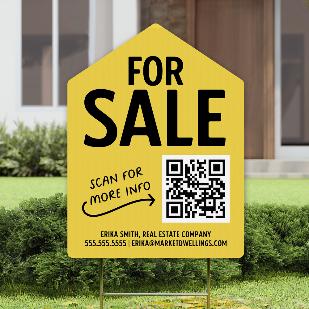 Customizable | For Sale QR Code Real Estate Yard Sign Yard Sign Market Dwellings