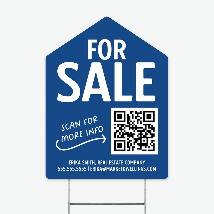 Customizable | For Sale QR Code Real Estate Yard Sign Yard Sign Market Dwellings COBALT