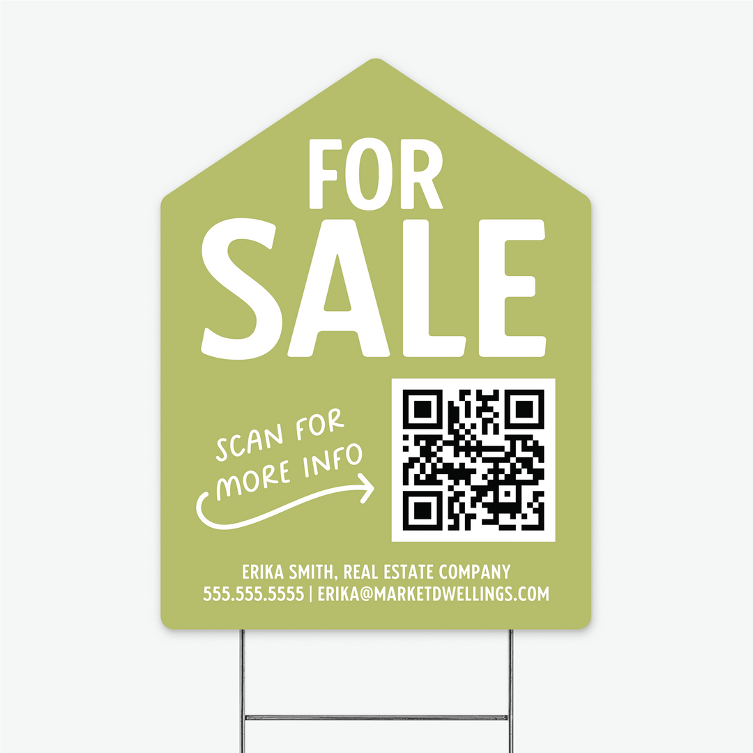 Customizable | For Sale QR Code Real Estate Yard Sign Yard Sign Market Dwellings LIGHT OLIVE