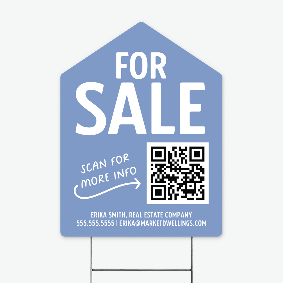 Customizable | For Sale QR Code Real Estate Yard Sign | Photo Prop | DSY-05-AB Yard Sign Market Dwellings   