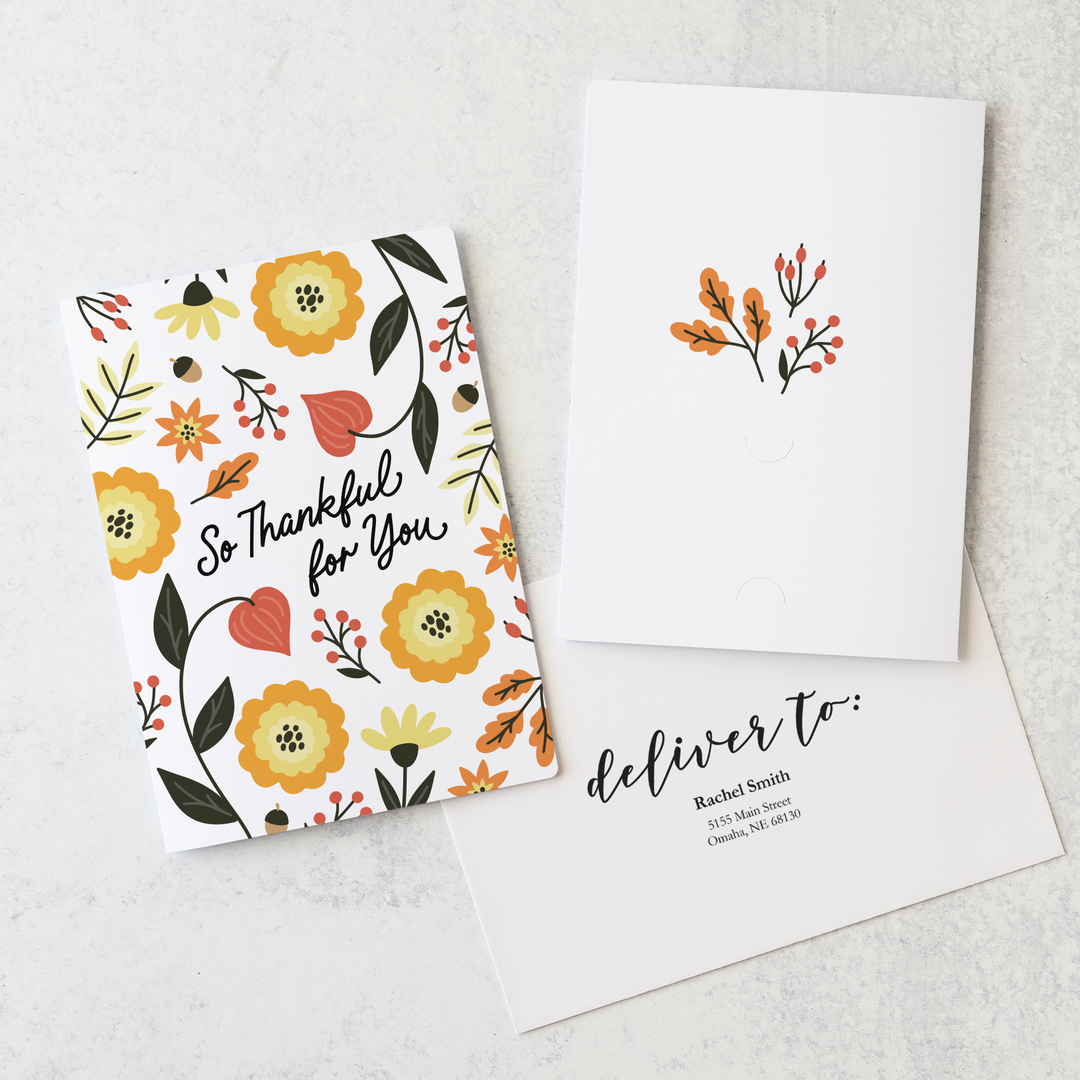 Set of So Thankful for You | Thanksgiving Greeting Cards | Envelopes Included | 80-GC001