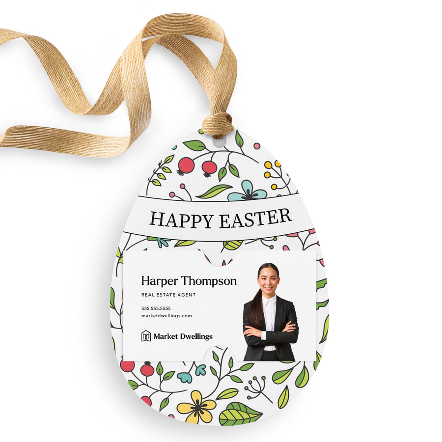 Happy Easter Floral Gift Tag | Spring | Pop By Gift Tag | E2-GT007 Gift Tag Market Dwellings