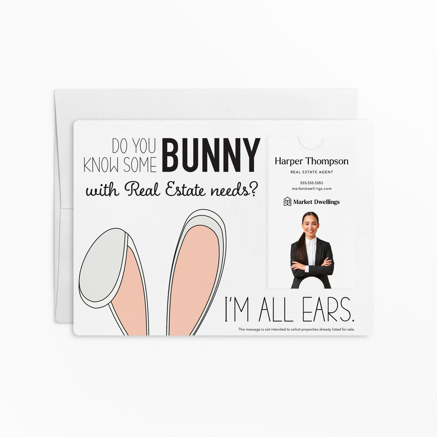 Vertical | Set of "Do You Know Some BUNNY" Double Sided Mailers | Envelopes Included | Easter | E4-M005 Mailer Market Dwellings