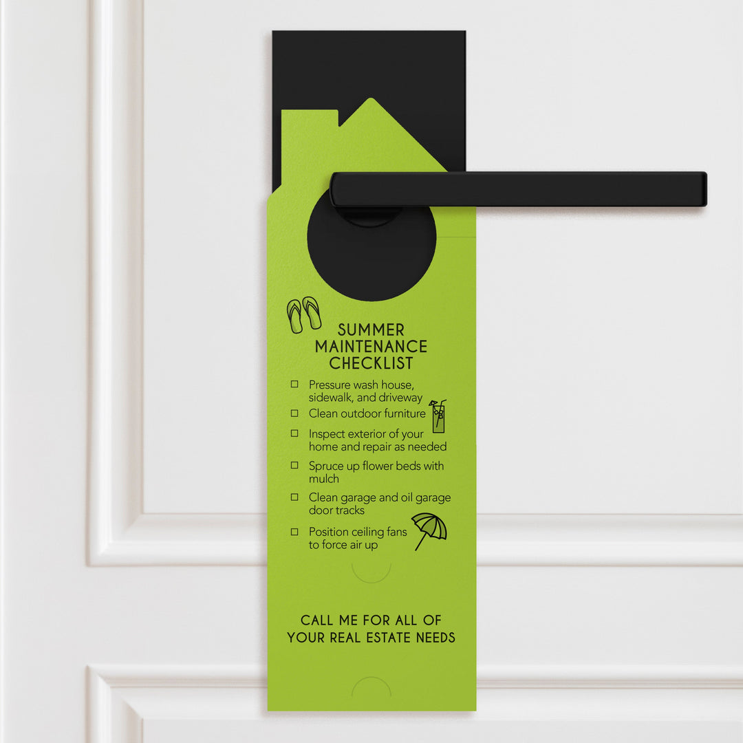 Hello Summer Real Estate Maintenance Checklist Door Hangers Door Hanger Market Dwellings