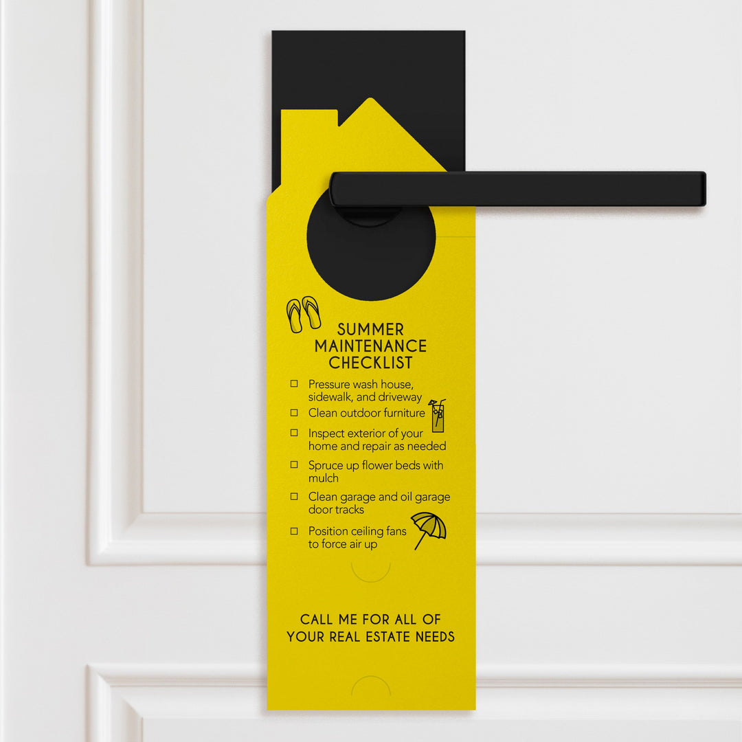 Hello Summer Real Estate Maintenance Checklist Door Hangers Door Hanger Market Dwellings