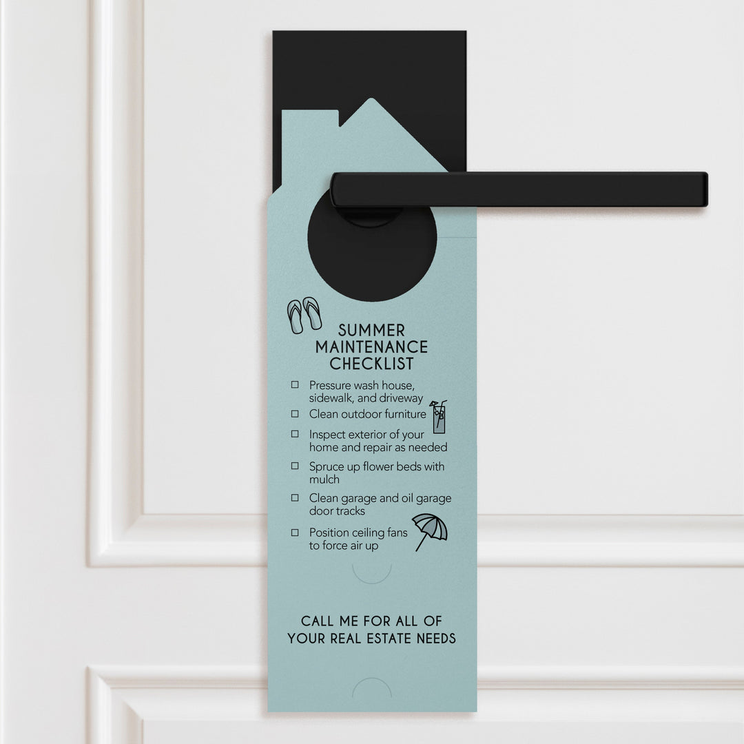 Hello Summer Real Estate Maintenance Checklist Door Hangers Door Hanger Market Dwellings