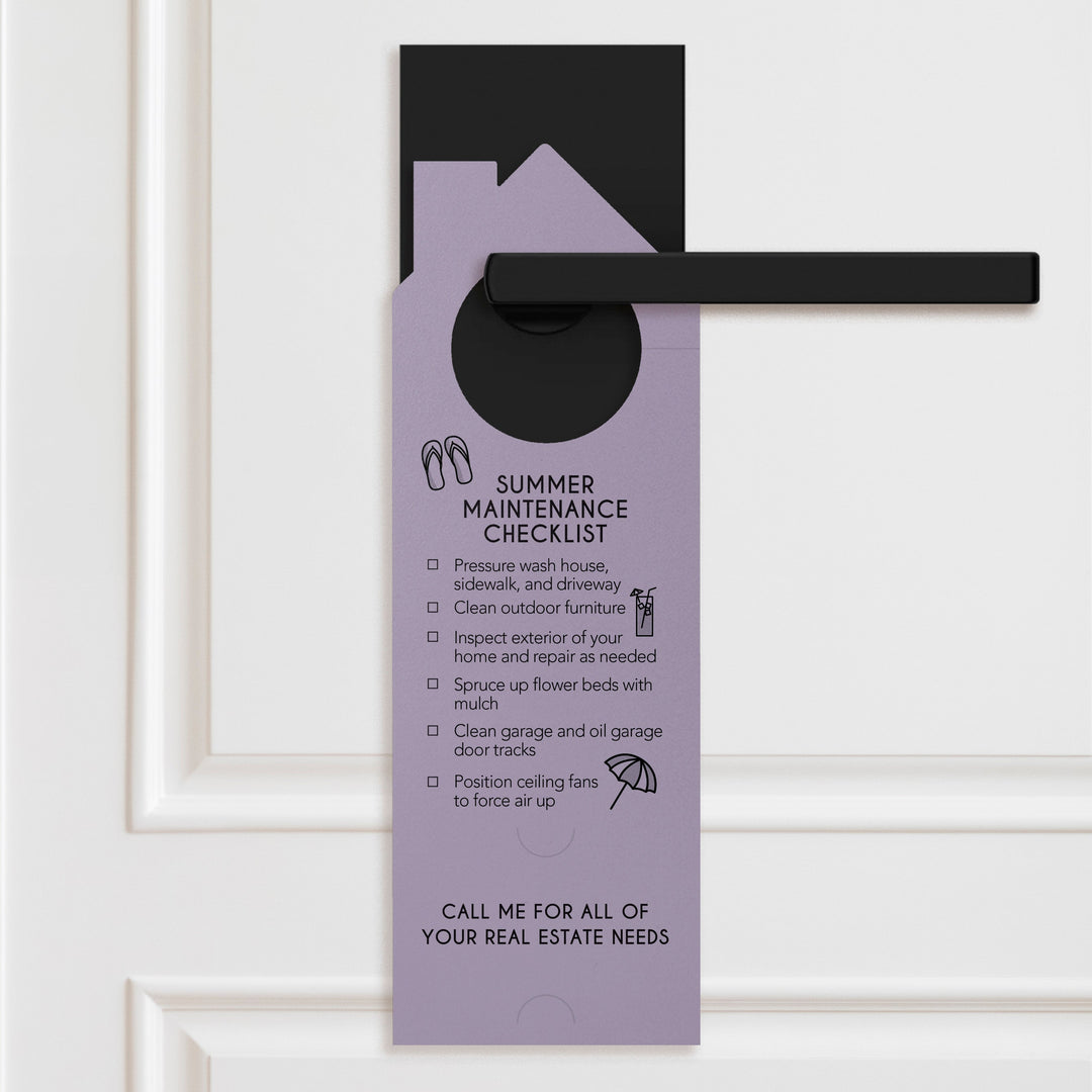 Hello Summer Real Estate Maintenance Checklist Door Hangers Door Hanger Market Dwellings