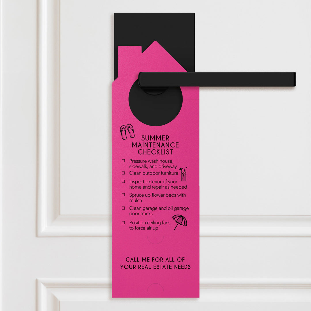 Hello Summer Real Estate Maintenance Checklist Door Hangers Door Hanger Market Dwellings