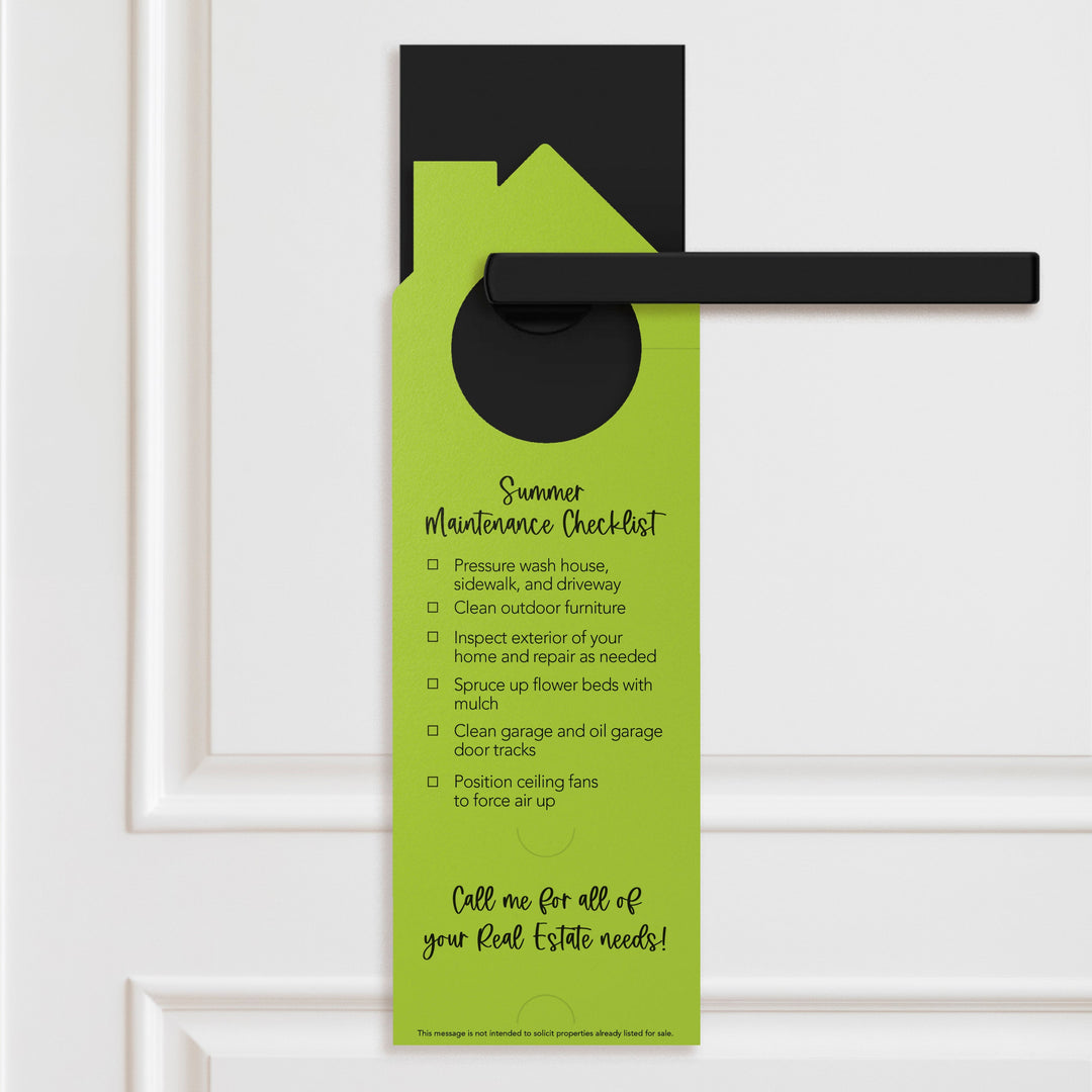 Hello Summer Real Estate Maintenance Checklist Door Hangers Door Hanger Market Dwellings