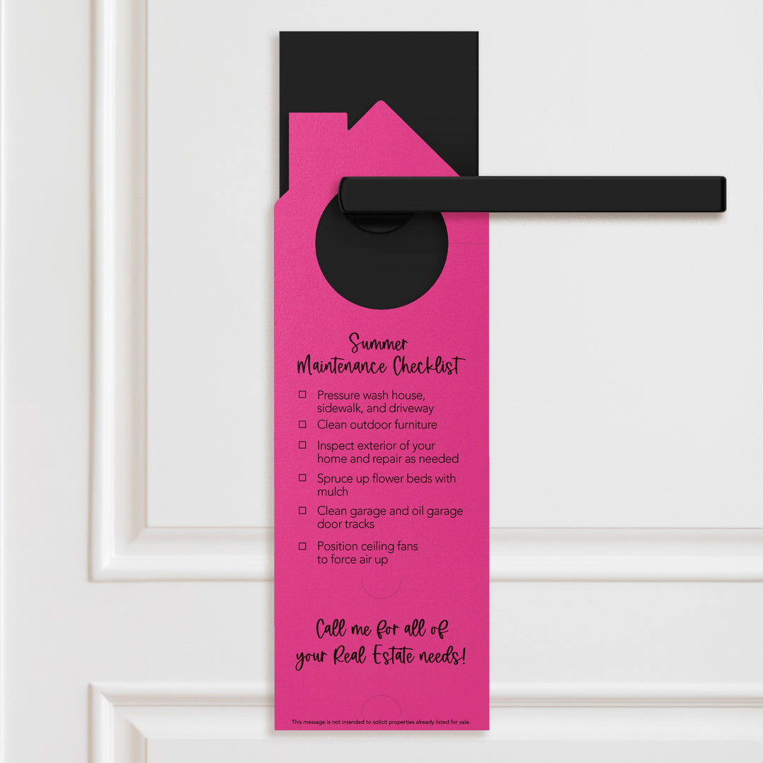 Hello Summer Real Estate Maintenance Checklist Door Hangers Door Hanger Market Dwellings