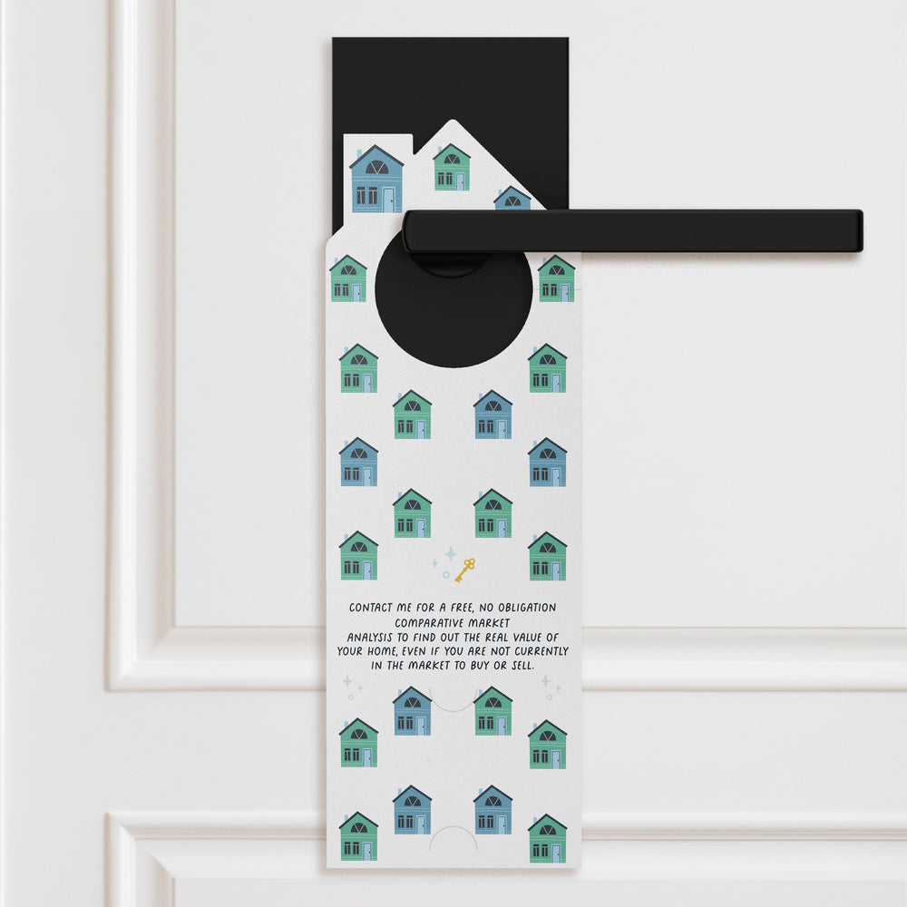 Quick Question Real Estate Door Hangers | Real Estate Marketing | Insert a business card | Pop By | 71-DH002 Door Hanger Market Dwellings   