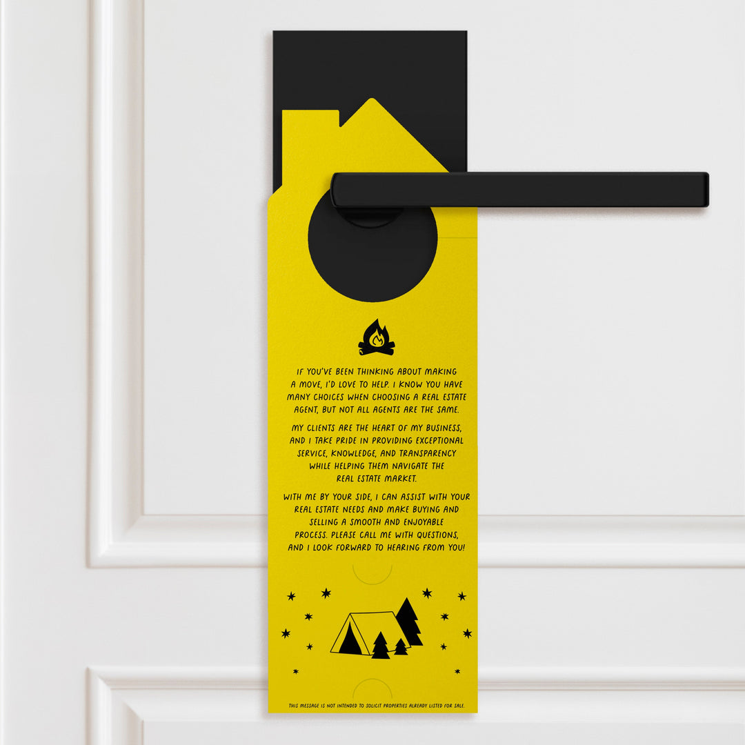 You'll Be a Happy Camper Real Estate Door Hangers Door Hanger Market Dwellings